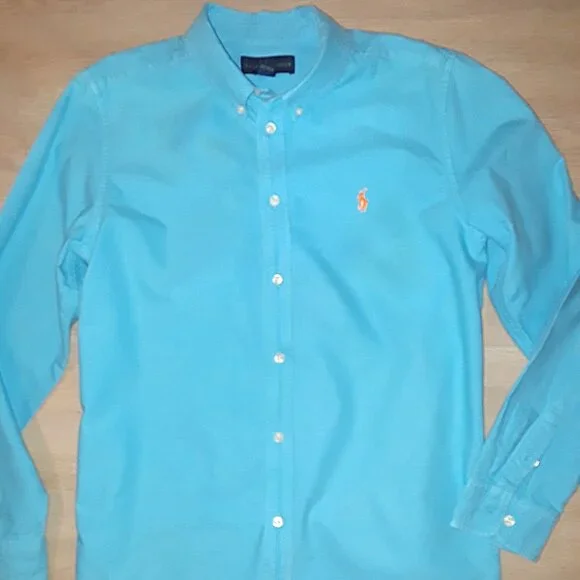 Ralph Lauren turquoise aqua polo pony logo shirt - Picture 1 of 4